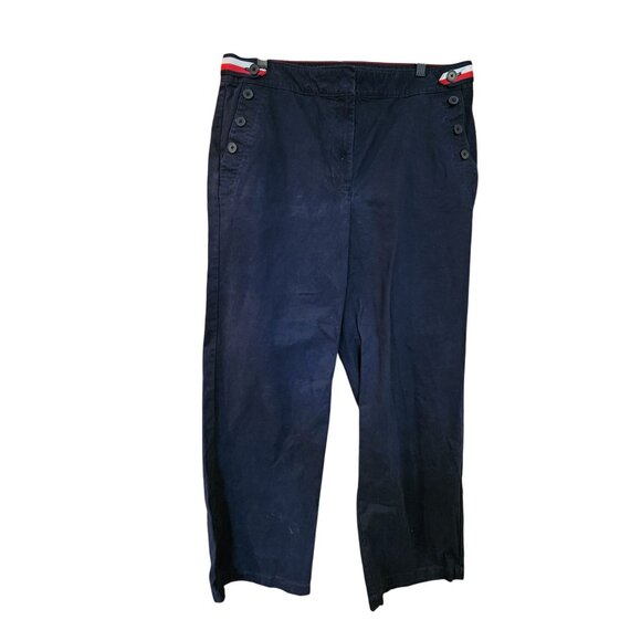 Tommy Hilfiger Womens Navy Button-Front Sailor Pants Size 12 - Picture 1 of 3